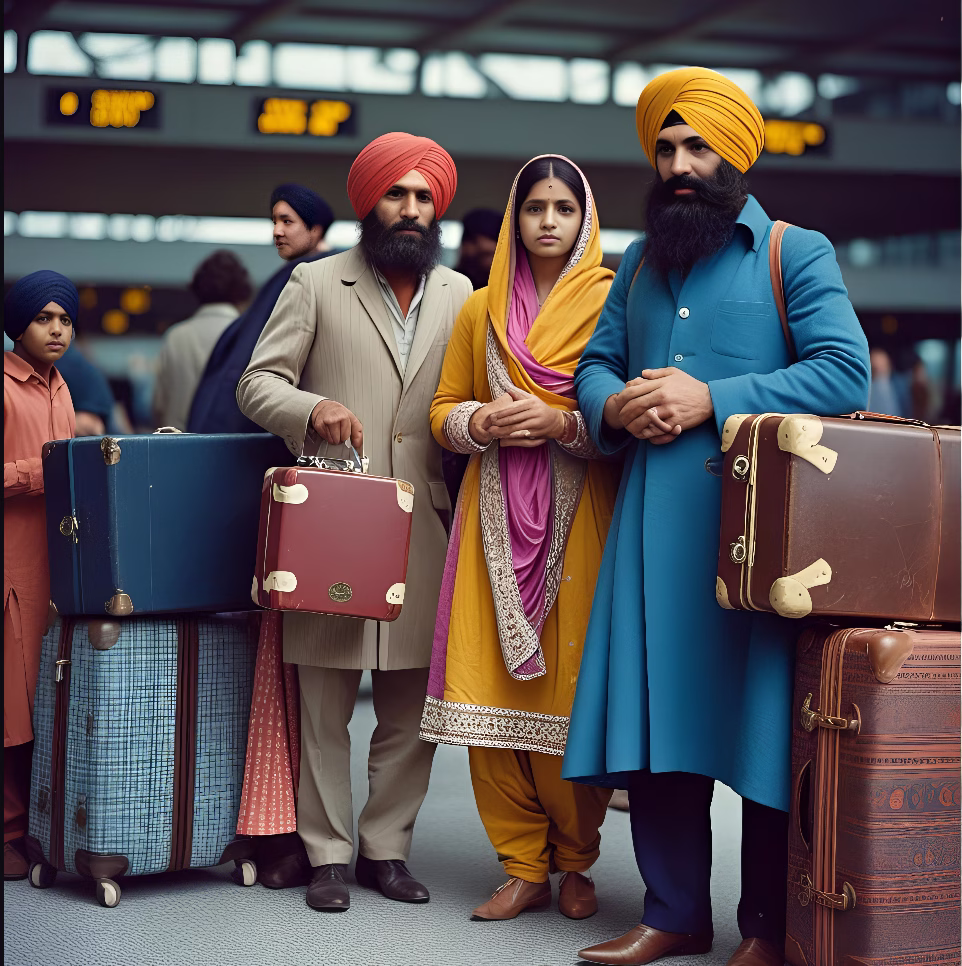 Sikh family on airport Africa